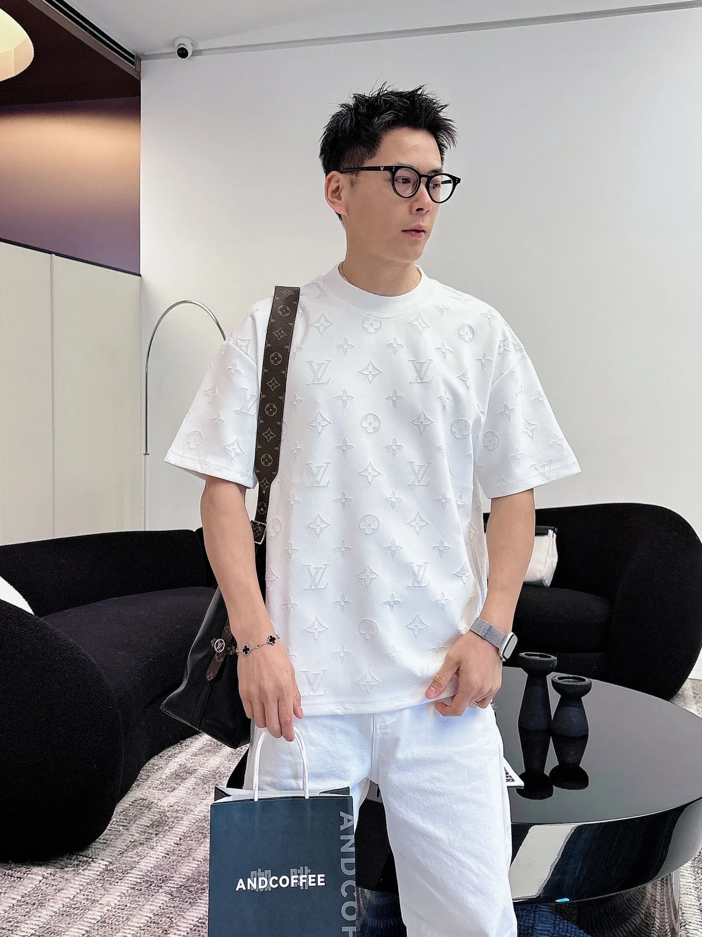 Louis Vuitton/Louis Vuitton 26ss full width presbyopia burnt short sleeves